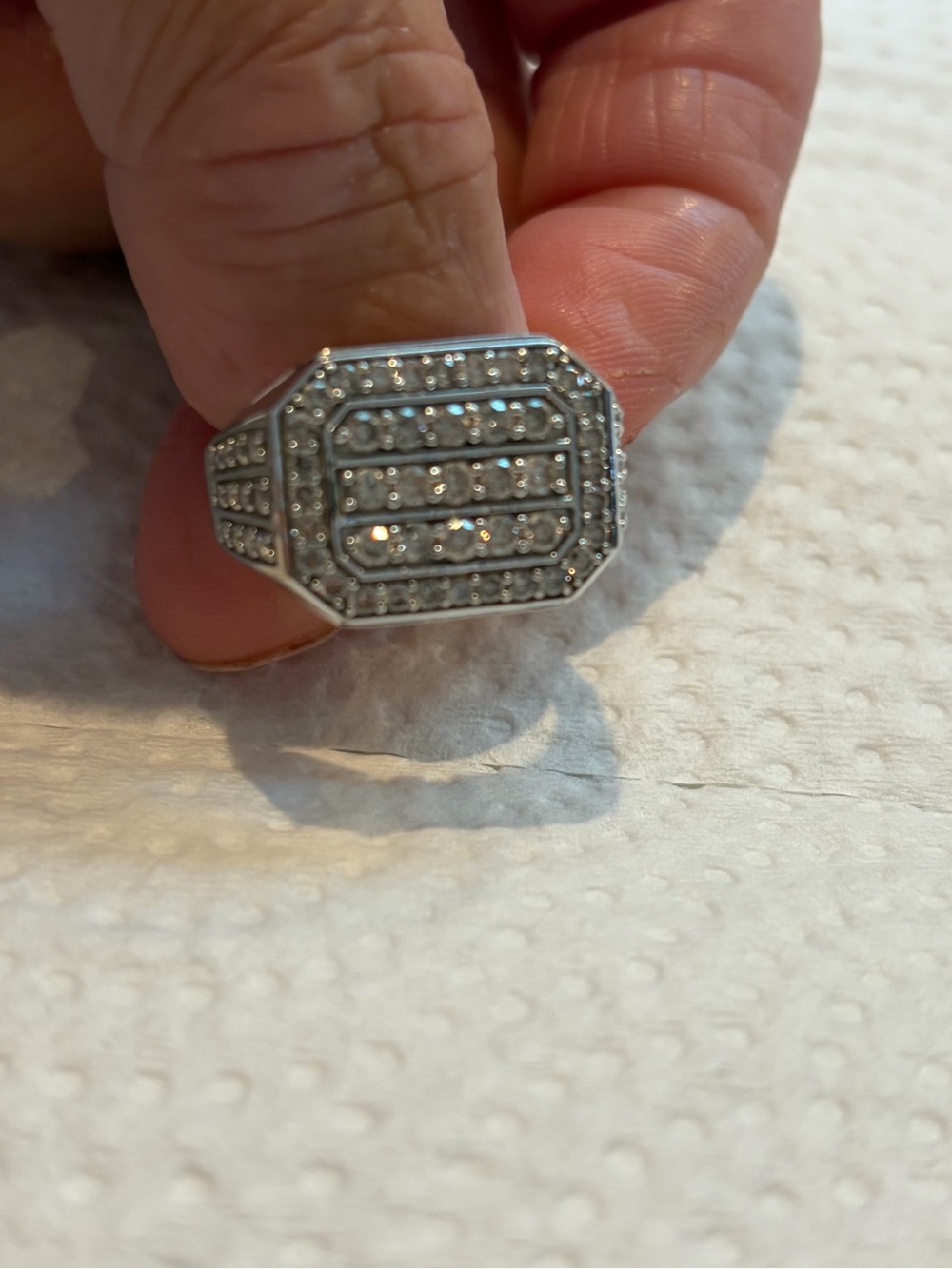 Men's White Gold Diamond Ring.